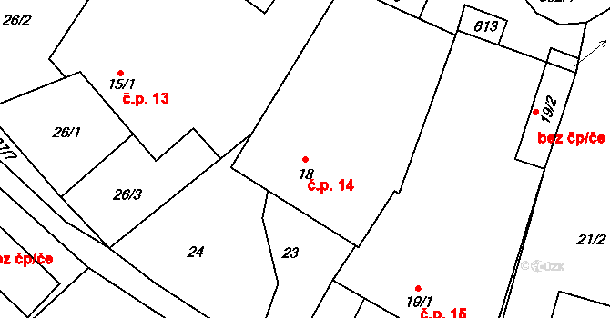 Chrástov 14, Horní Cerekev na parcele st. 18 v KÚ Chrástov u Horní Cerekve, Katastrální mapa