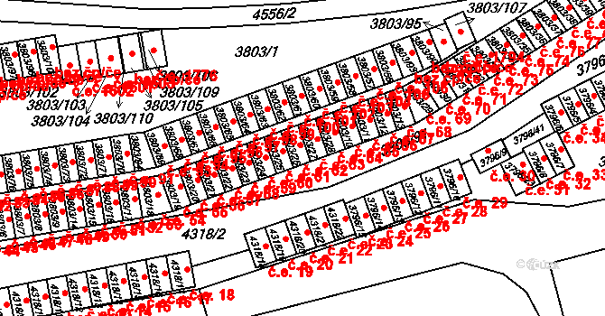 Teplice 62 na parcele st. 3803/26 v KÚ Teplice, Katastrální mapa