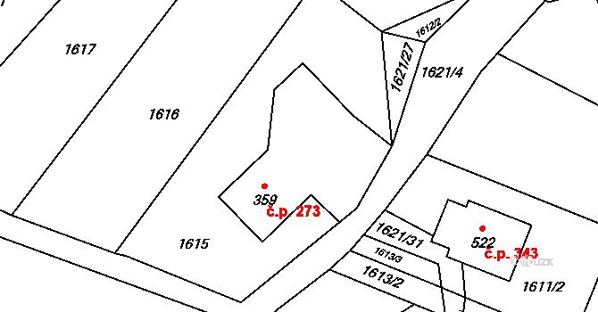 Milíkov 273 na parcele st. 359 v KÚ Milíkov u Jablunkova, Katastrální mapa