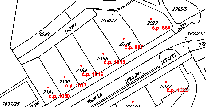 Cheb 1015 na parcele st. 2188 v KÚ Cheb, Katastrální mapa