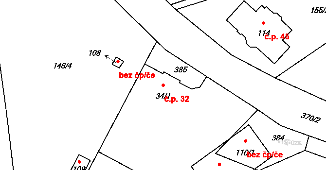 Chotěnov-Skláře 32, Mariánské Lázně na parcele st. 34/1 v KÚ Chotěnov u Mariánských Lázní, Katastrální mapa