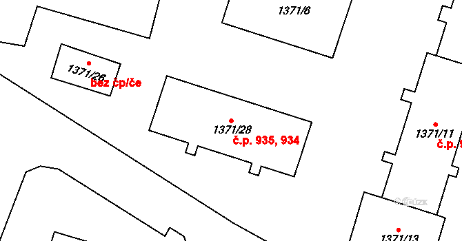 Chodov 934,935 na parcele st. 1371/28 v KÚ Dolní Chodov, Katastrální mapa