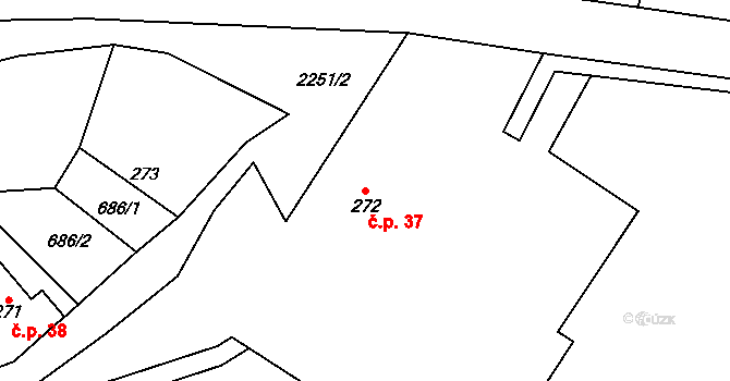 Olešnice v Orlických horách 37 na parcele st. 272 v KÚ Olešnice v Orlických horách, Katastrální mapa