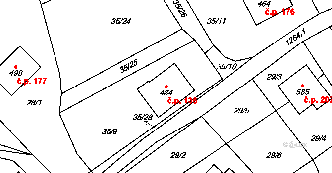 Mašov 136, Turnov na parcele st. 484 v KÚ Mašov u Turnova, Katastrální mapa