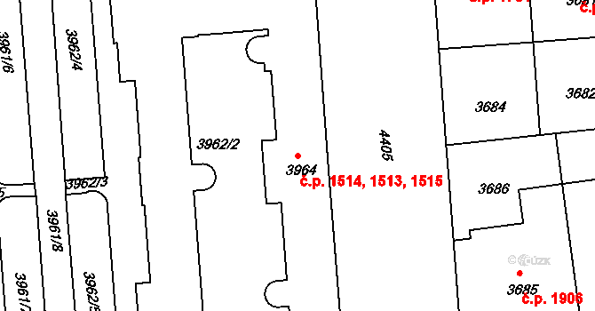 Žižkov 1513,1514,1515, Praha na parcele st. 3964 v KÚ Žižkov, Katastrální mapa