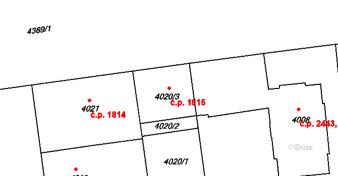 Žižkov 1815, Praha na parcele st. 4020/3 v KÚ Žižkov, Katastrální mapa