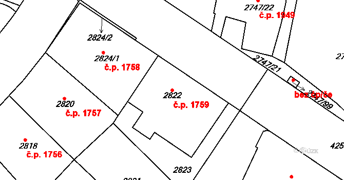 Dejvice 1759, Praha na parcele st. 2822 v KÚ Dejvice, Katastrální mapa