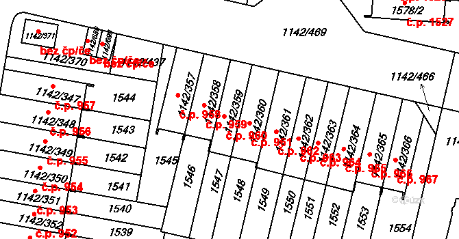 Řepy 960, Praha na parcele st. 1142/359 v KÚ Řepy, Katastrální mapa