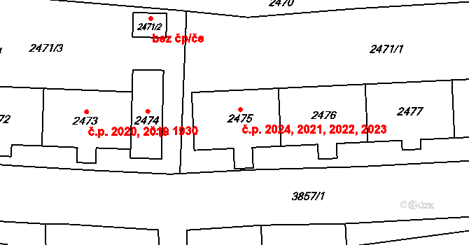 Libeň 2021,2022,2023,2024, Praha na parcele st. 2475 v KÚ Libeň, Katastrální mapa