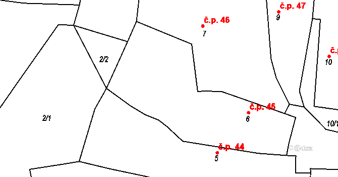 Čečelovice 45 na parcele st. 6 v KÚ Čečelovice, Katastrální mapa