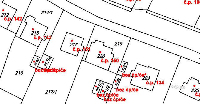 Pražské Předměstí 150, Bílina na parcele st. 220 v KÚ Bílina, Katastrální mapa