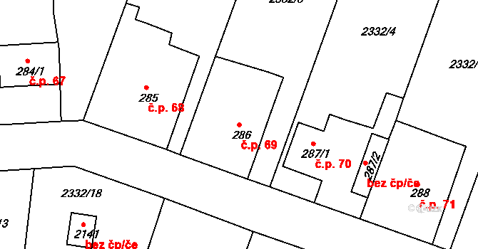 Valcha 69, Plzeň na parcele st. 286 v KÚ Valcha, Katastrální mapa