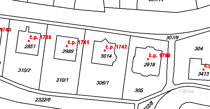 Vlašim 1742 na parcele st. 3014 v KÚ Vlašim, Katastrální mapa