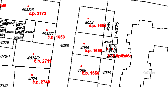 České Budějovice 3 1655, České Budějovice na parcele st. 4086 v KÚ České Budějovice 3, Katastrální mapa