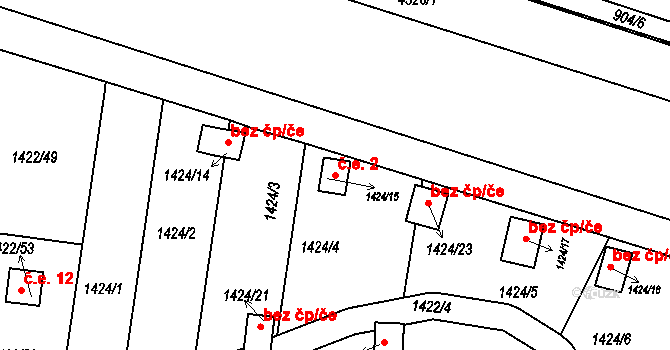 Pražské Předměstí 2, Jaroměř na parcele st. 1424/15 v KÚ Jaroměř, Katastrální mapa