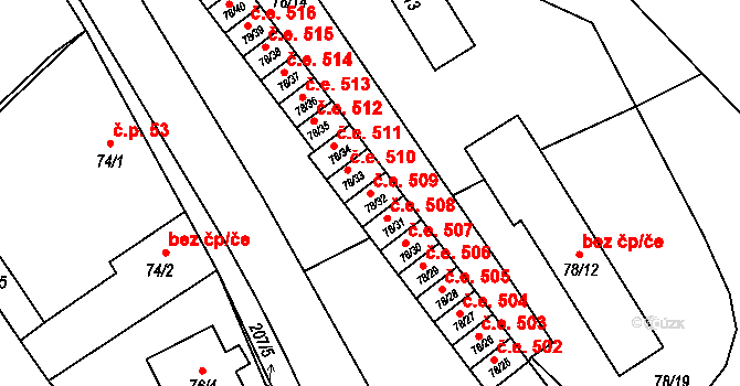 Sedlešovice 509, Nový Šaldorf-Sedlešovice na parcele st. 78/32 v KÚ Sedlešovice, Katastrální mapa