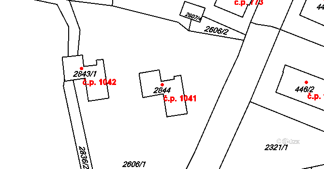 Šluknov 1041 na parcele st. 2844 v KÚ Šluknov, Katastrální mapa