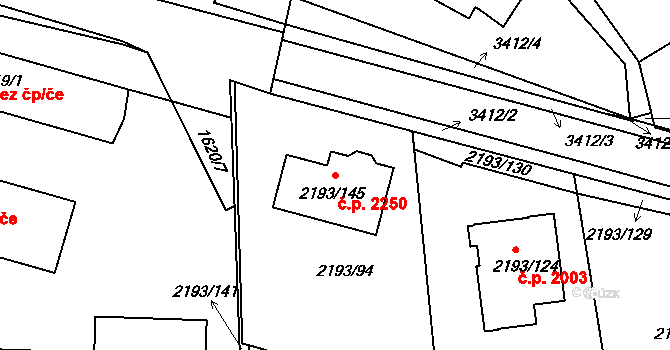 Pelhřimov 2250 na parcele st. 2193/145 v KÚ Pelhřimov, Katastrální mapa