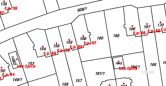 Březová 57 na parcele st. 159 v KÚ Březová u Sokolova, Katastrální mapa