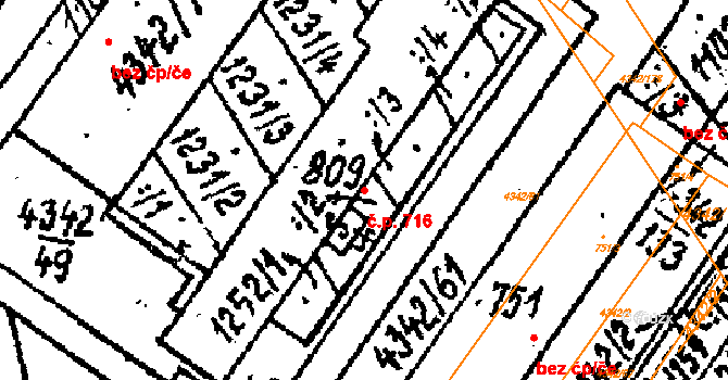 Kobylí 716 na parcele st. 809/4 v KÚ Kobylí na Moravě, Katastrální mapa