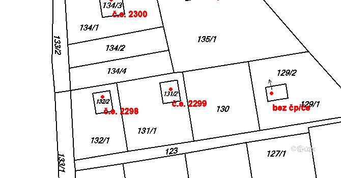 Dolní Těrlicko 2299, Těrlicko na parcele st. 131/2 v KÚ Dolní Těrlicko, Katastrální mapa