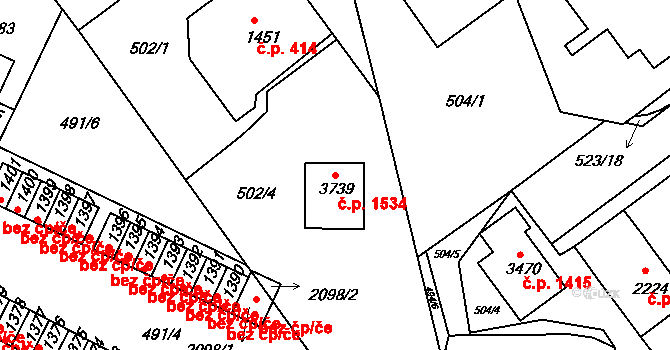 Ústí nad Orlicí 1534 na parcele st. 3739 v KÚ Ústí nad Orlicí, Katastrální mapa