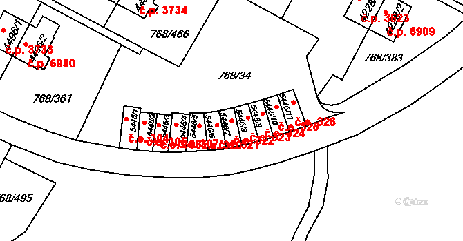 Zlín 322 na parcele st. 5446/7 v KÚ Zlín, Katastrální mapa