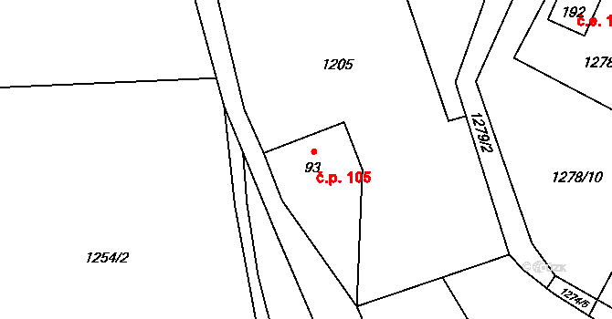 Radim 105, Brantice na parcele st. 93 v KÚ Radim u Brantic, Katastrální mapa