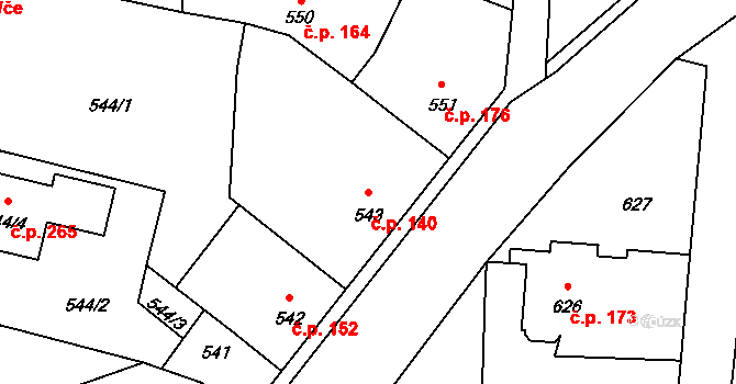 Neveklov 140 na parcele st. 543 v KÚ Neveklov, Katastrální mapa
