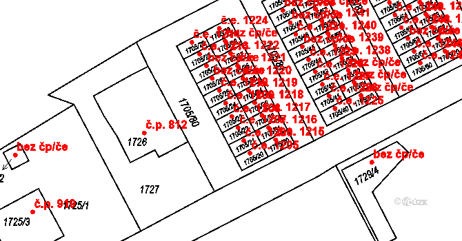 Kopřivnice 1208 na parcele st. 1705/23 v KÚ Kopřivnice, Katastrální mapa