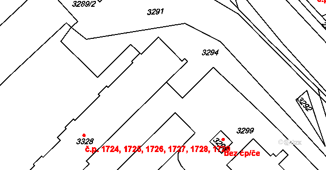 Žďár nad Sázavou 1 1724,1725,1726,1727,, Žďár nad Sázavou na parcele st. 3328 v KÚ Město Žďár, Katastrální mapa