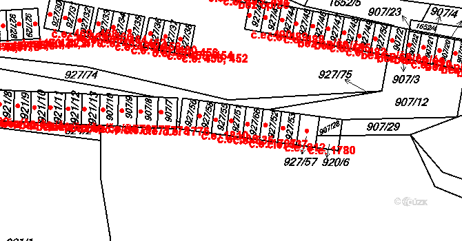 Teplické Předměstí 535, Bílina na parcele st. 927/51 v KÚ Bílina, Katastrální mapa