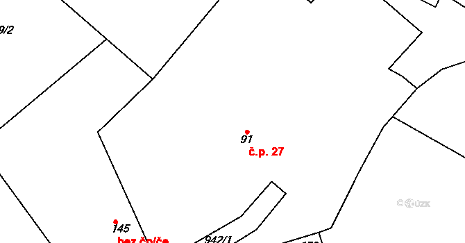 Zvole 27 na parcele st. 91 v KÚ Zvole nad Pernštejnem, Katastrální mapa