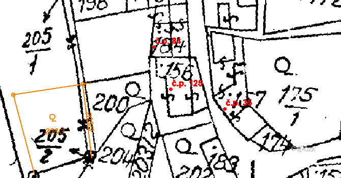 Habrovany 125 na parcele st. 156 v KÚ Habrovany, Katastrální mapa