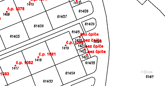 Neratovice 39364941 na parcele st. 1421 v KÚ Neratovice, Katastrální mapa