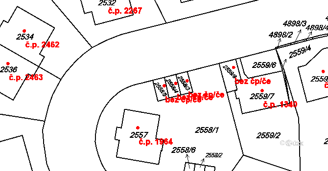 Praha 40445941 na parcele st. 2558/5 v KÚ Smíchov, Katastrální mapa
