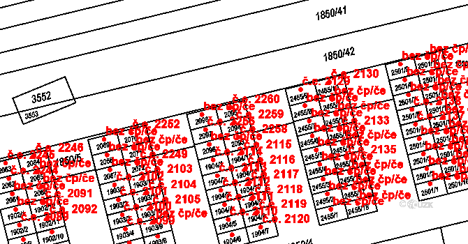 Otrokovice 2259 na parcele st. 2094 v KÚ Otrokovice, Katastrální mapa