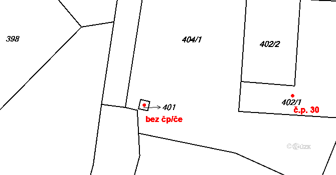 Suchdol nad Lužnicí 42074941 na parcele st. 401 v KÚ Suchdol nad Lužnicí, Katastrální mapa