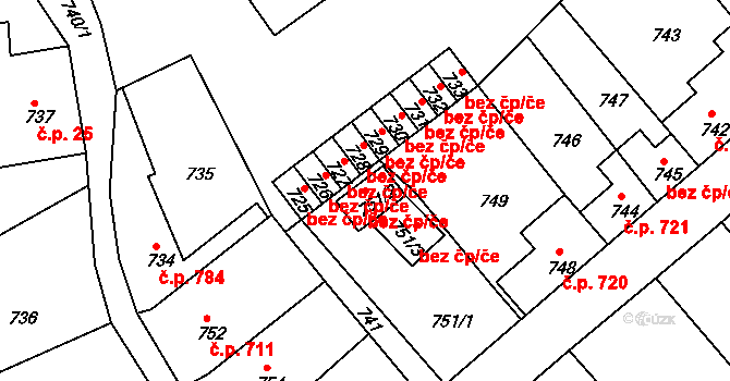 Odry 1124 na parcele st. 751/2 v KÚ Odry, Katastrální mapa