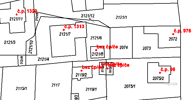 Třešť 43492941 na parcele st. 2121/8 v KÚ Třešť, Katastrální mapa