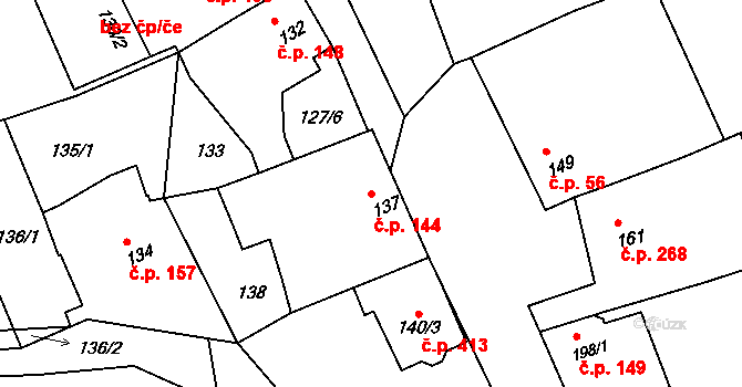 Bošovice 144 na parcele st. 137 v KÚ Bošovice, Katastrální mapa