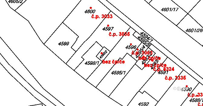 Chomutov 45048941 na parcele st. 4598/2 v KÚ Chomutov I, Katastrální mapa