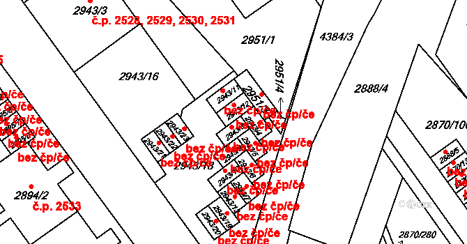 Teplice 45149941 na parcele st. 2943/8 v KÚ Teplice, Katastrální mapa