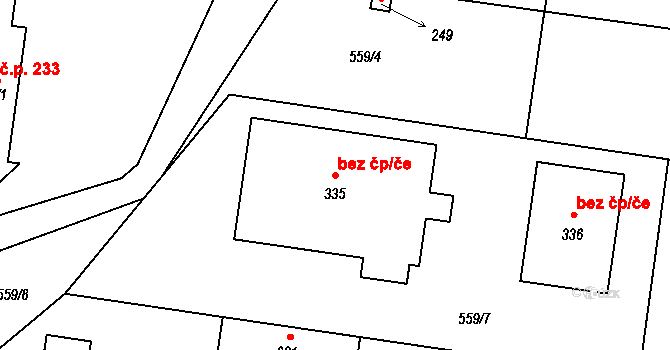 Luštěnice 45297941 na parcele st. 335 v KÚ Luštěnice, Katastrální mapa