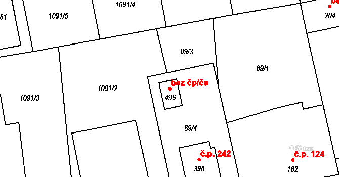 Čechtice 45352941 na parcele st. 496 v KÚ Čechtice, Katastrální mapa