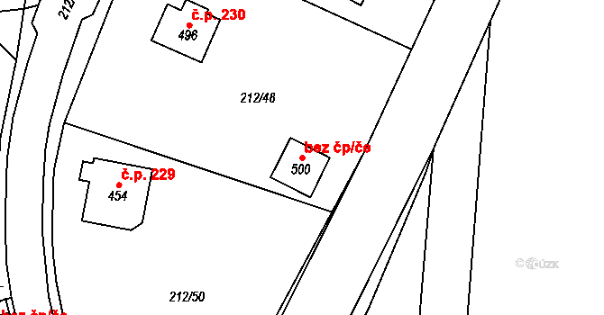 Perštejn 45465941 na parcele st. 500 v KÚ Černýš, Katastrální mapa