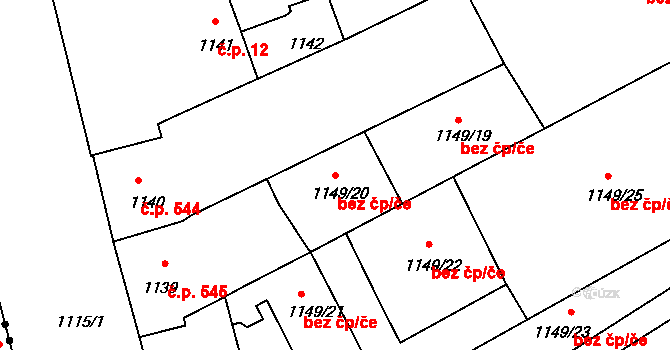 Brno 45552941 na parcele st. 1149/20 v KÚ Komárov, Katastrální mapa