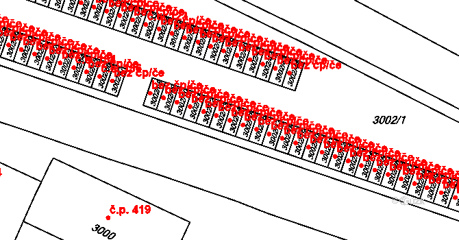 Litoměřice 47612941 na parcele st. 3002/74 v KÚ Litoměřice, Katastrální mapa
