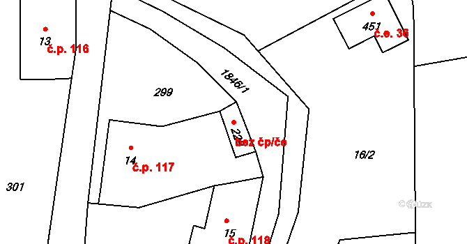 Horní Libchava 48847941 na parcele st. 229 v KÚ Horní Libchava, Katastrální mapa