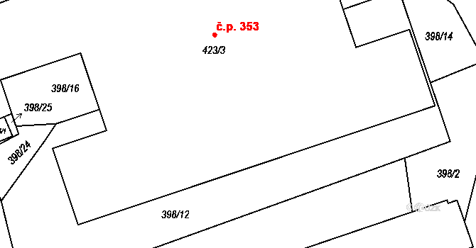 Jasenná 49194941 na parcele st. 423/3 v KÚ Jasenná na Moravě, Katastrální mapa